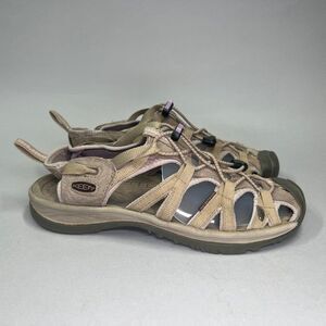 Keen Tan and Purple Sandals with Closed Toe Design